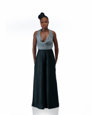 Cowl Neck Blouse with Wide Leg Pants