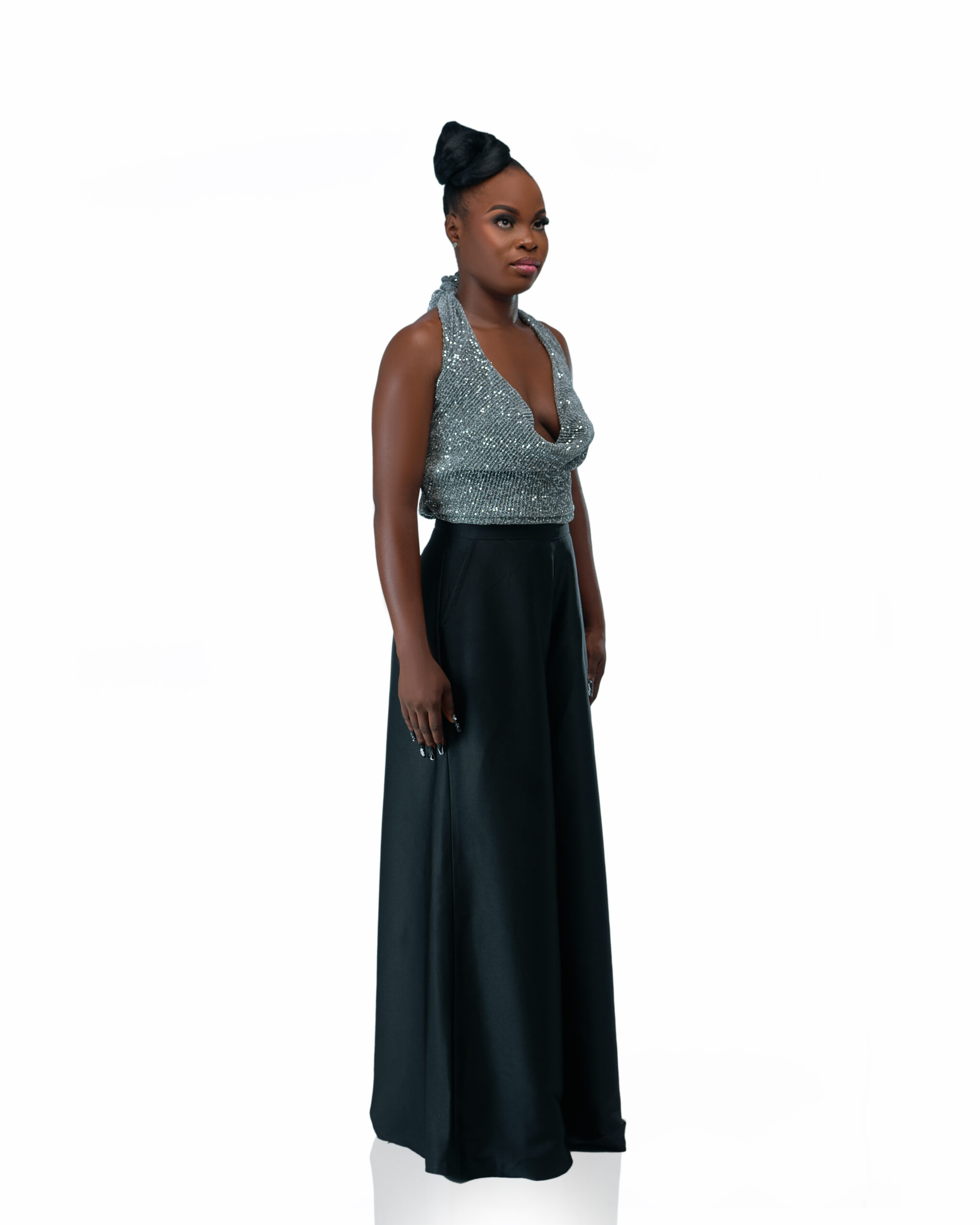 Cowl Neck Blouse With Wide Leg Pants